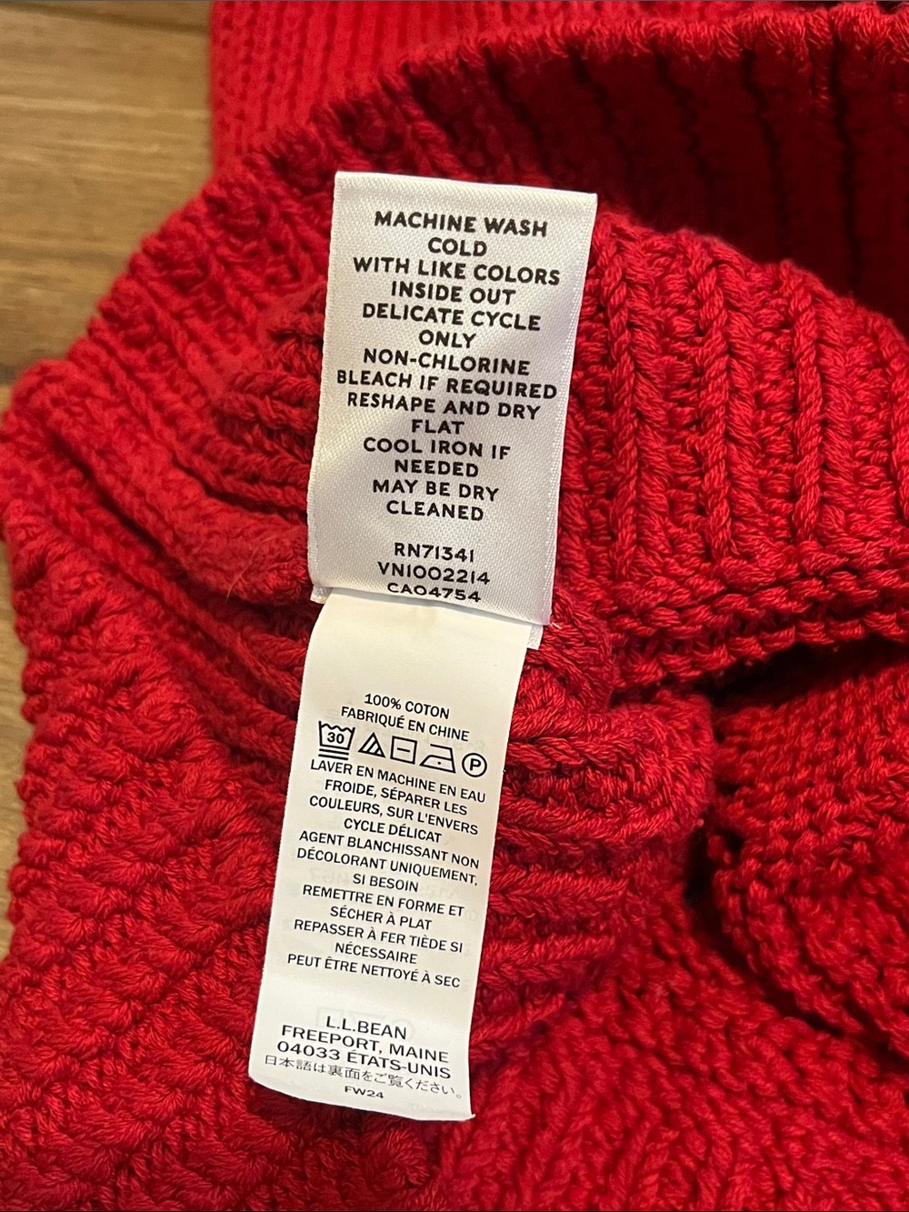 L.L.Bean Signature Nordic Cotton Cardigan Sweater Red Duck Boot Women’s Large - Picture 8 of 10